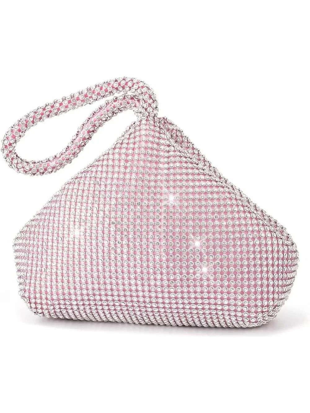 Women's Pink Rhinestone Triangle Clutch Purse Vintage Evening Bag